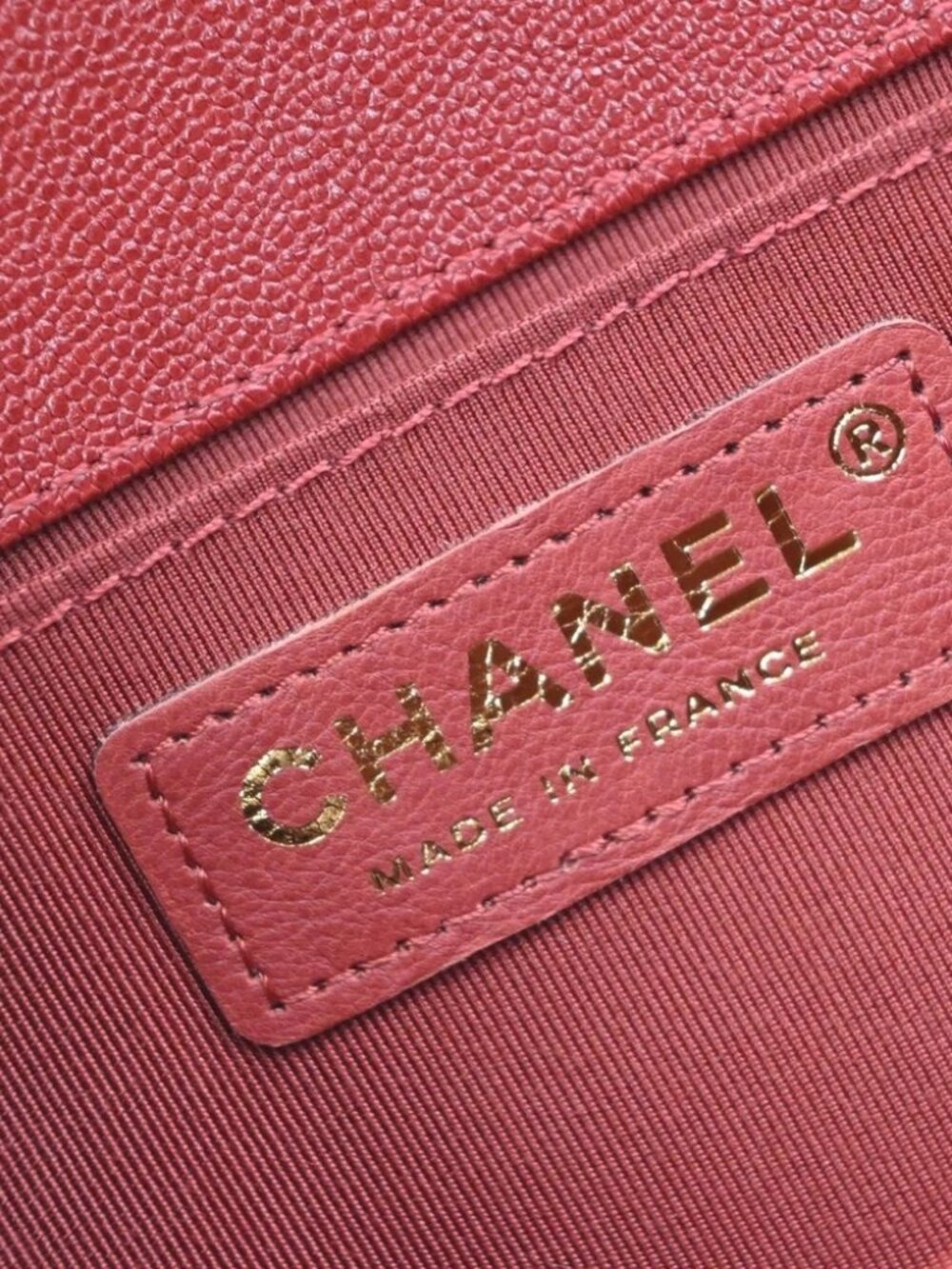 CHANEL Boy Chain Shoulder Bag Calfskin Leather Red GHW CC Logo France - Picture 12 of 13